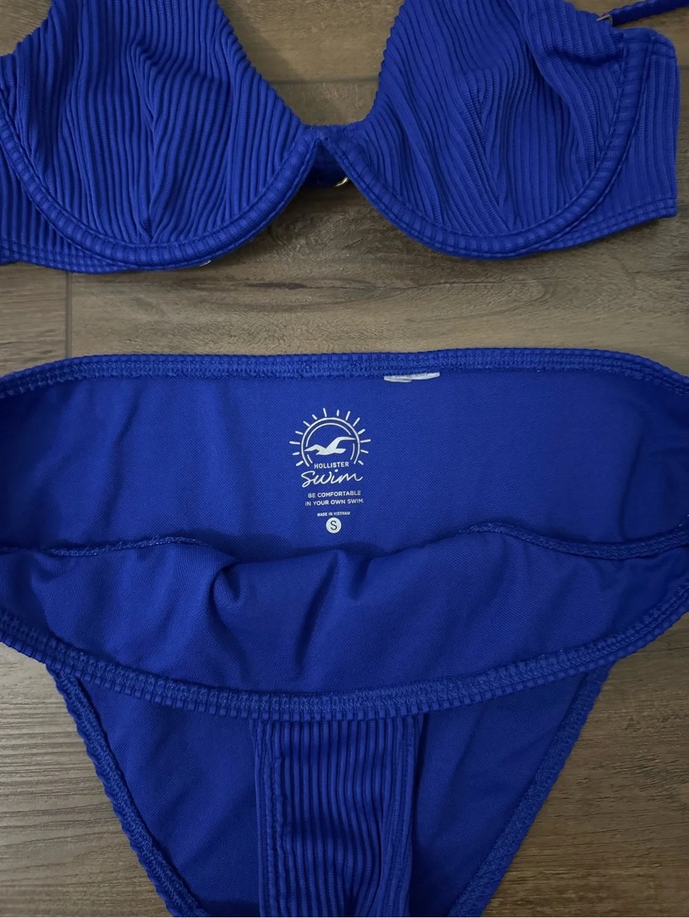 Hollister Royal Blue Ribbed Underwire Bikini Set